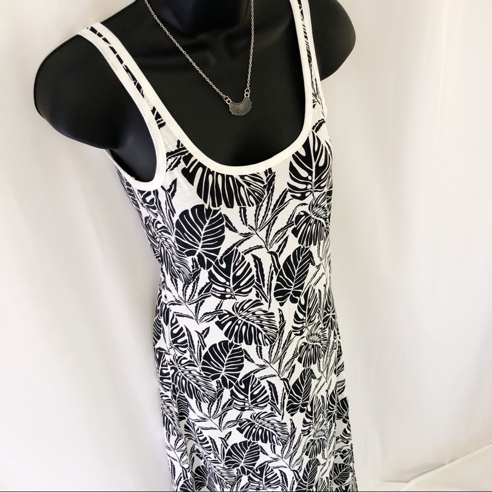 Vero Moda Black White Organic Cotton Tropical Print Maxi Dress Size XS